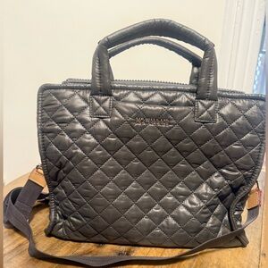 Quilted MZ Wallace Box Tote: Magnet/Brown